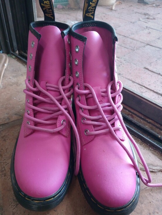 Dr. Martens Shoes - Dr. Martens Pink Lace-Up Combat Boots